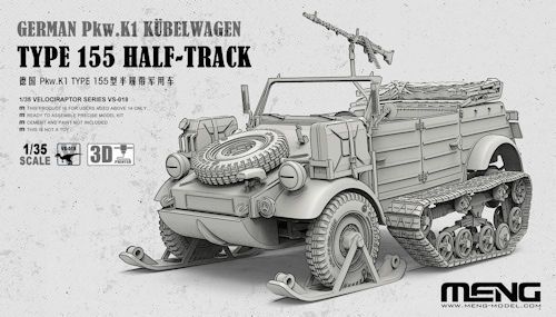 MENGVS35018 German Pkw.K1 Kübelwagen Type 155 Half-Track (incl. 3D printed track modules and ski modules, etc.  1/35