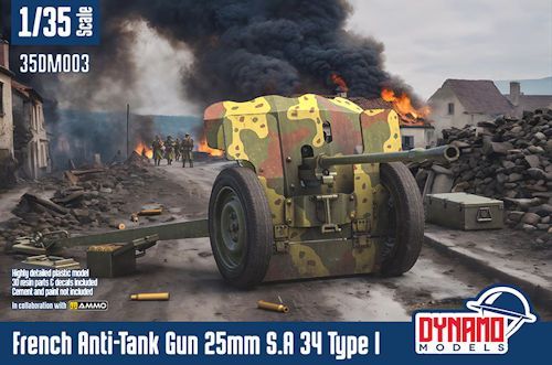 DYM35DM003 French Anti-Tank Gun 25mm S.A 34 Type I Standard 1/35