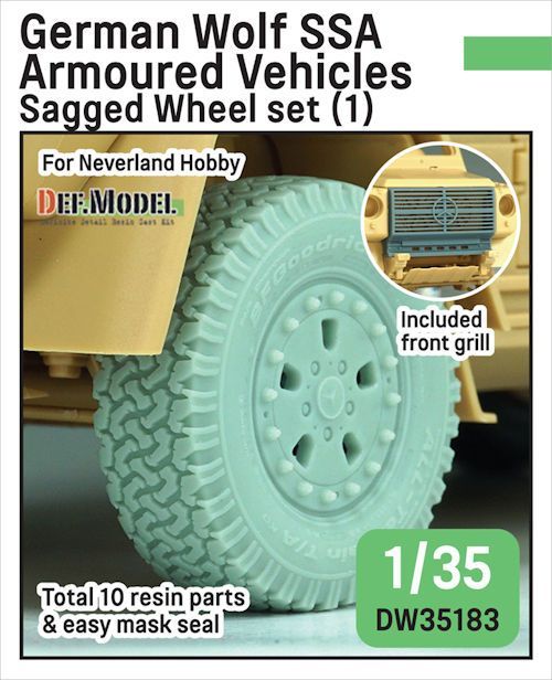 DEFDW35183 German Wolf SSA Sagged wheel set (1) (for Neverland hobby 1/35 kit)