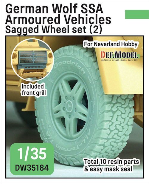 DEFDW35184 German Wolf SSA Sagged wheel set (2) (for Neverland hobby 1/35 kit)