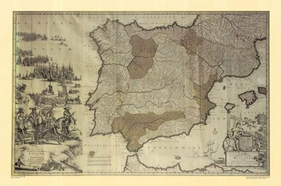 Accuratísima Totius Regni Hispaniae Tabula. 1746. (Justinus Danckerts)