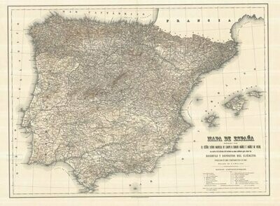 Mapa de España 1:1.500.000. 1882. (Ibáñez Íbero)