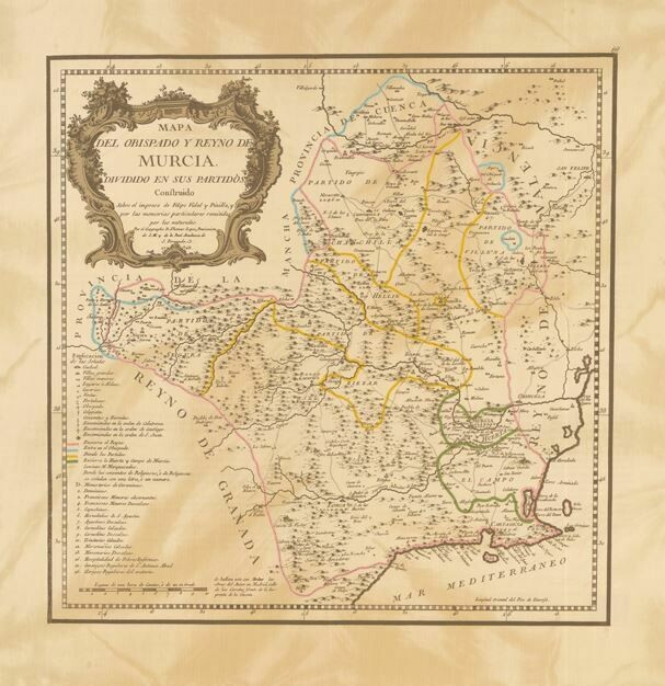 Mapa del Obispado y Reyno Murcia 1768