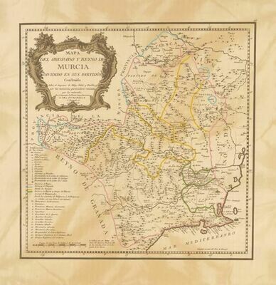 Mapa del Obispado y Reyno Murcia 1768