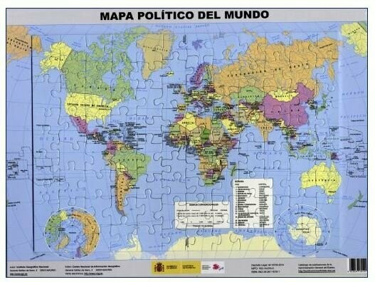 Puzle Mapa físico del mundo magnético
