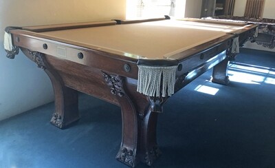 1896 Brunswick 9' Pfister Pool Table 1896
