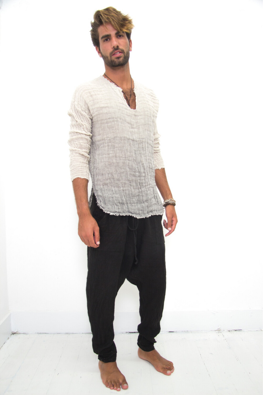 Pantalone Agathos Unisex Linen Pants In Nero