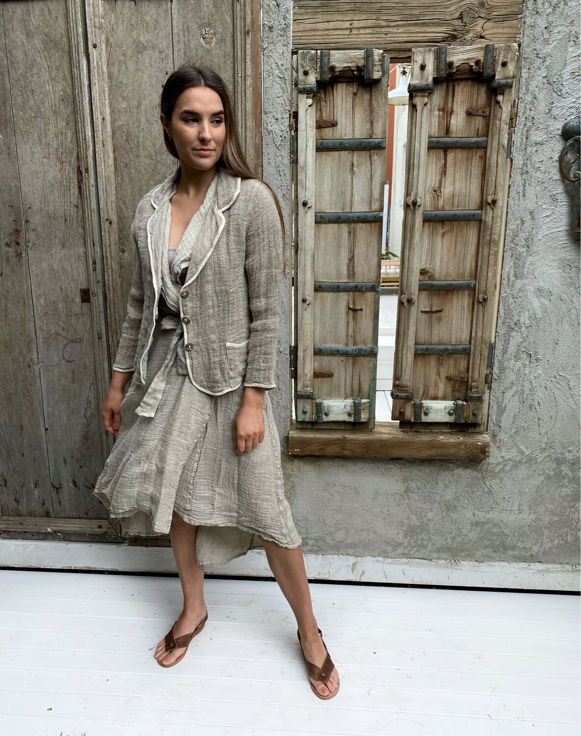 Giacca Elena Linen Jacket In Naturale Aida