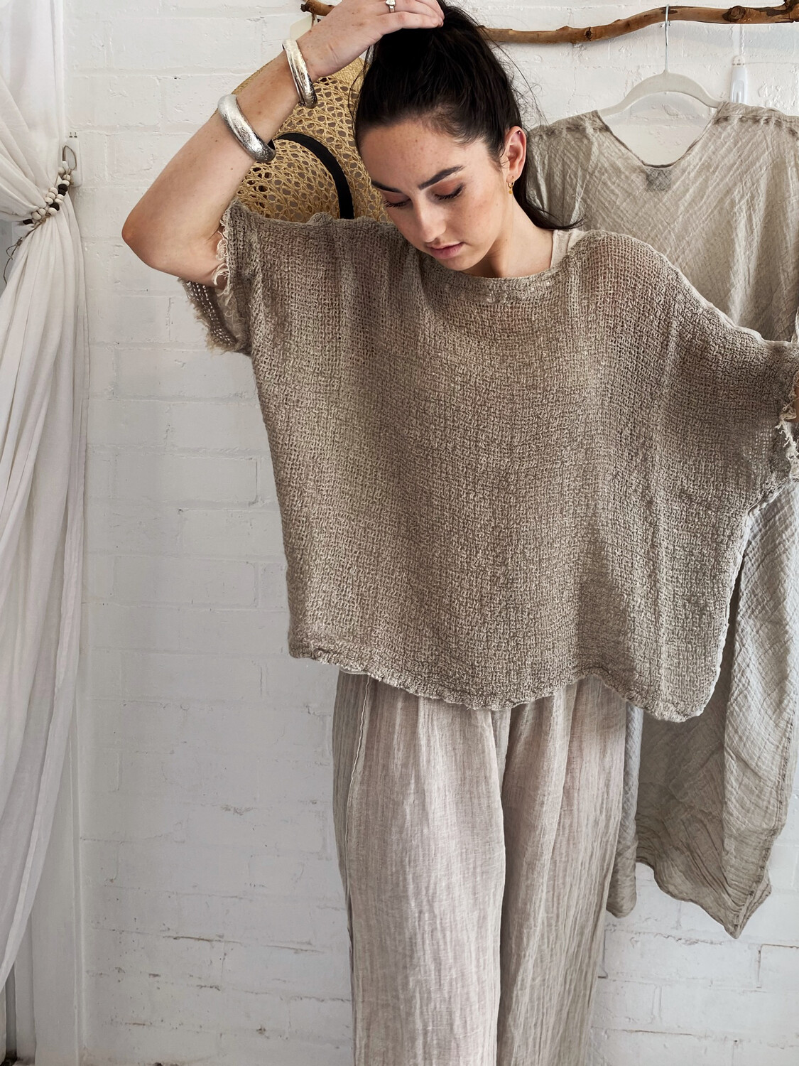 Maglia Corsara Reversible Linen Top In Naturale