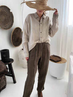 La Bottega Di Brunella Camicia Franco Unisex Shirt In Naturale Battista 