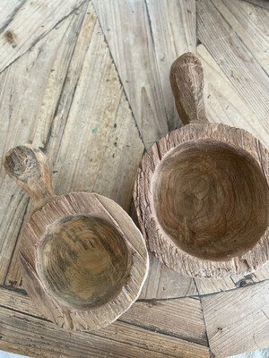 Rustic Wooden Ladle Bowl