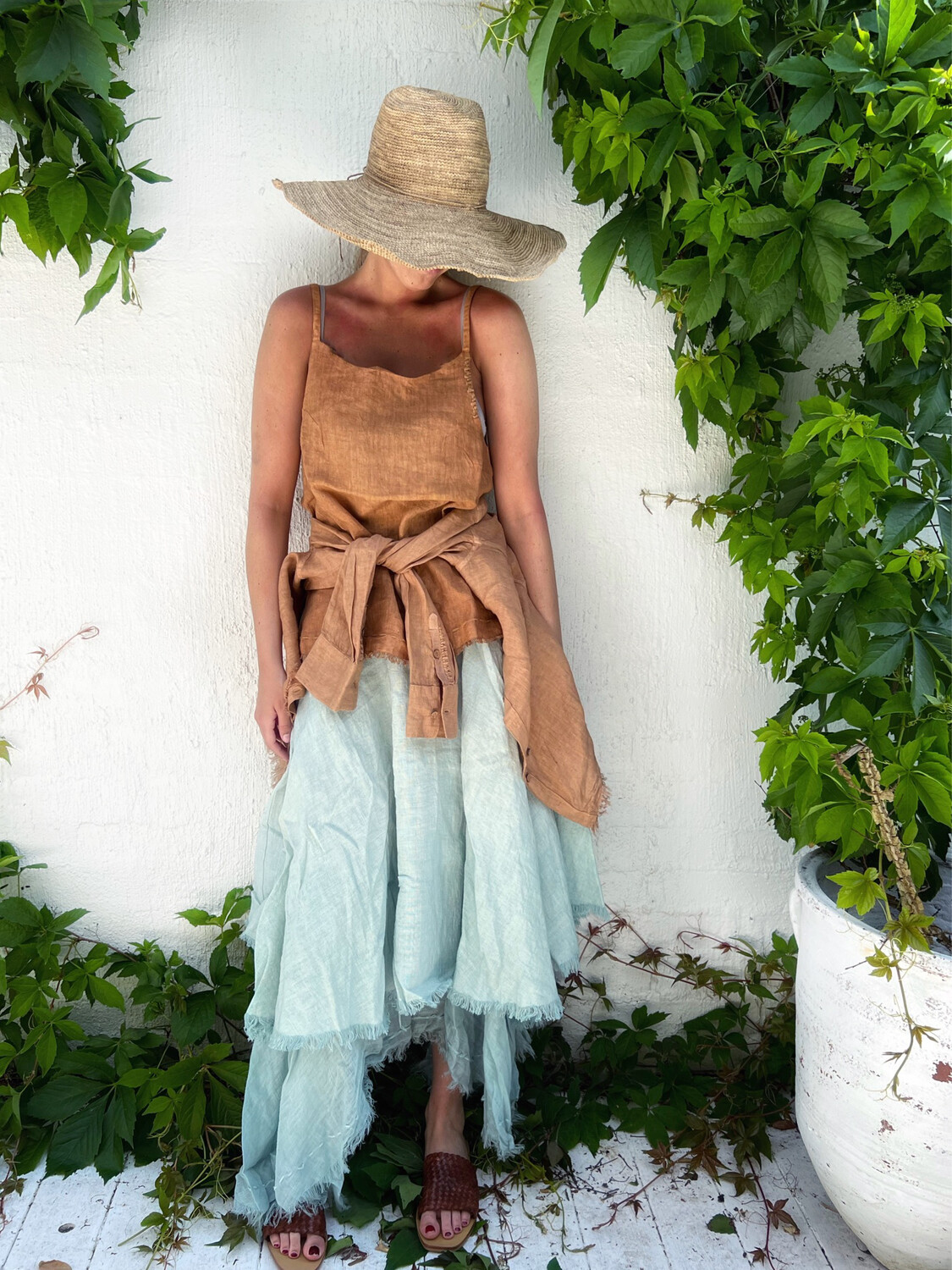 Boem Linen Cami Top, In Ochre