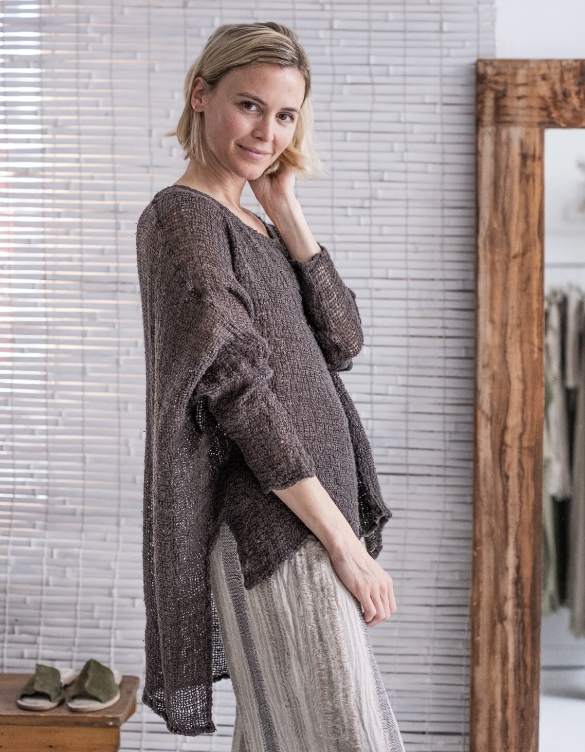 Maglia Bonta Linen Top, In Carrubo