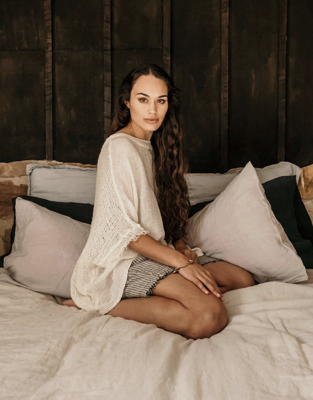 Maglia Corsara Reversible Linen Top In Latte 