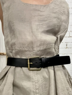 Ink Olives Acero Nero Leather Belt 
