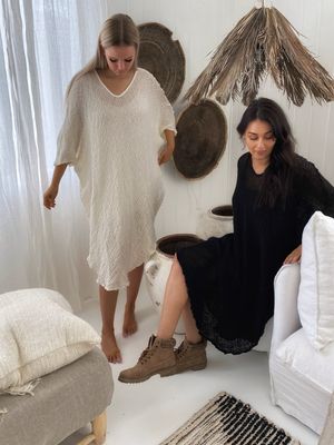 Vestito Fausta Kaftan Dress, In Nero Garzata 