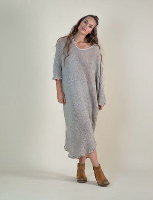 La Bottega Di Brunella Vestito Fausta Kaftan Dress In Naturale Campagna