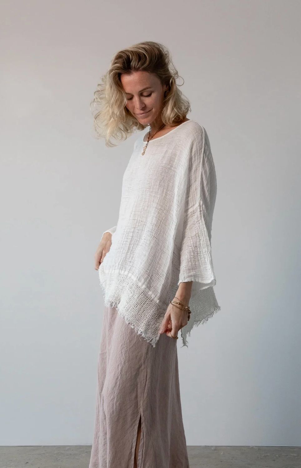 La Bottega Di Brunella Camicia Azz Top In Latte Garzata 