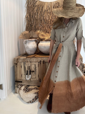 Boem Linen Sample Mona Dress, In Ochre