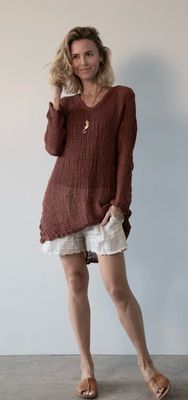 La Bottega Di Brunella Maglia Mietitura - Mogano Campagna Top