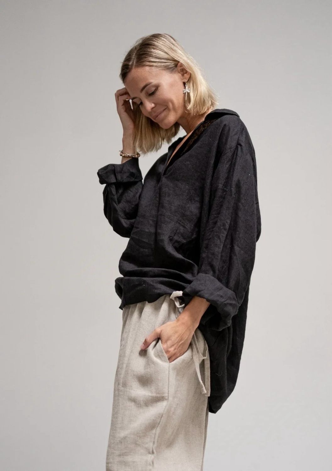 Len &amp; Spolka Irena Shirt Top - Black