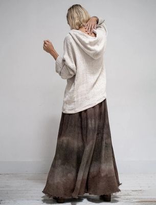 Len &amp; Spolka Martyna Short Hoodie Top - Natural