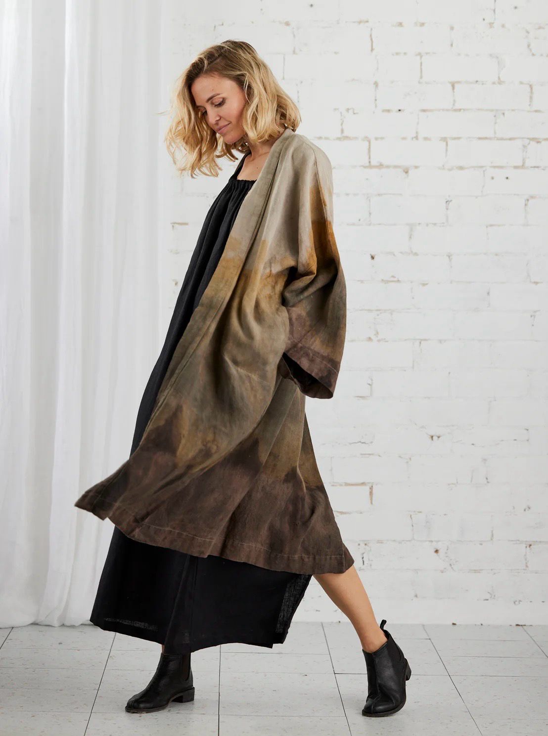 Len &amp; Spolka Sabina Long Kaftan Jacket - Warm Tones