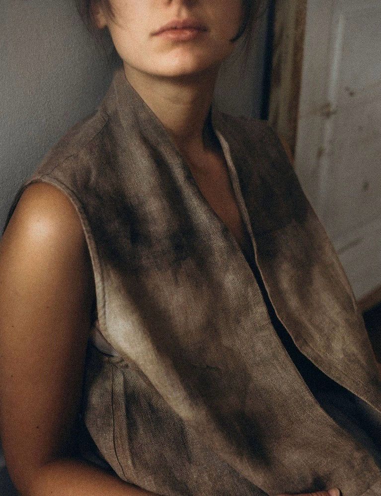 Len &amp; Spolka Maria Vest Dyed - Warm Tones