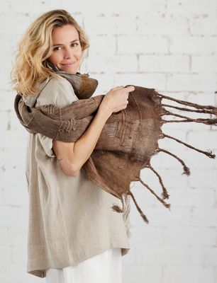Len &amp; Spolka Justina Handwoven Scarf  - Warm Tones