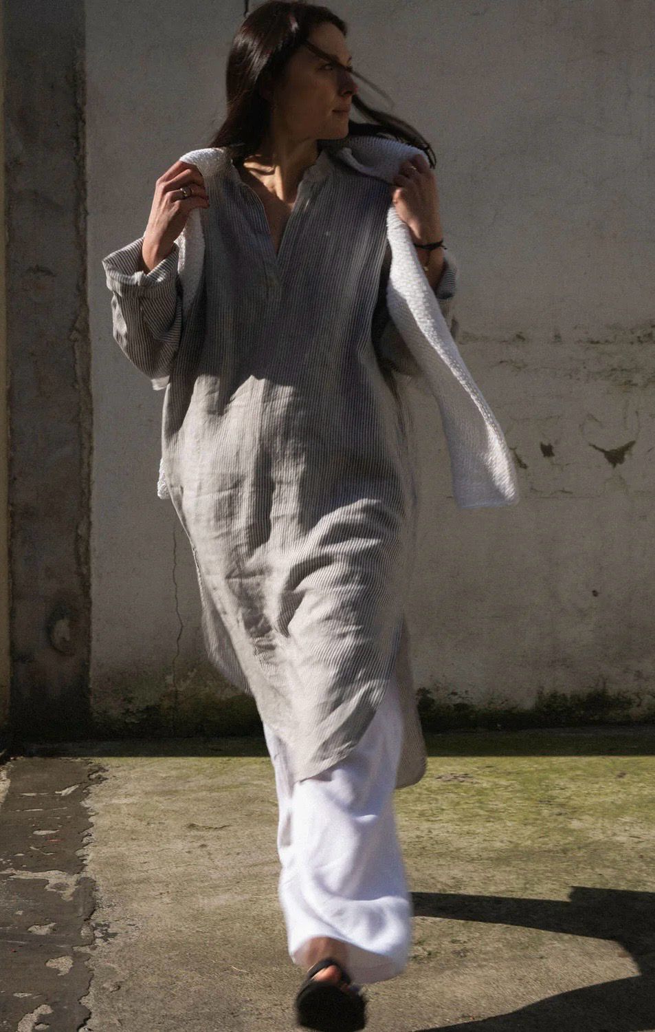 Len &amp; Spolka Wanda Kaftan Dress - Striped Blue