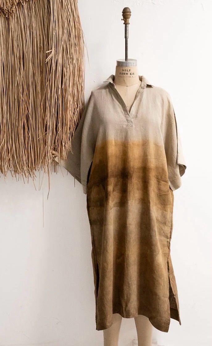 Len &amp; Spolka Jola Kaftan Dress - Dyed Warm Tones