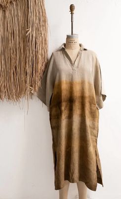 Len &amp; Spolka Jola Kaftan Dress - Dyed Warm Tones