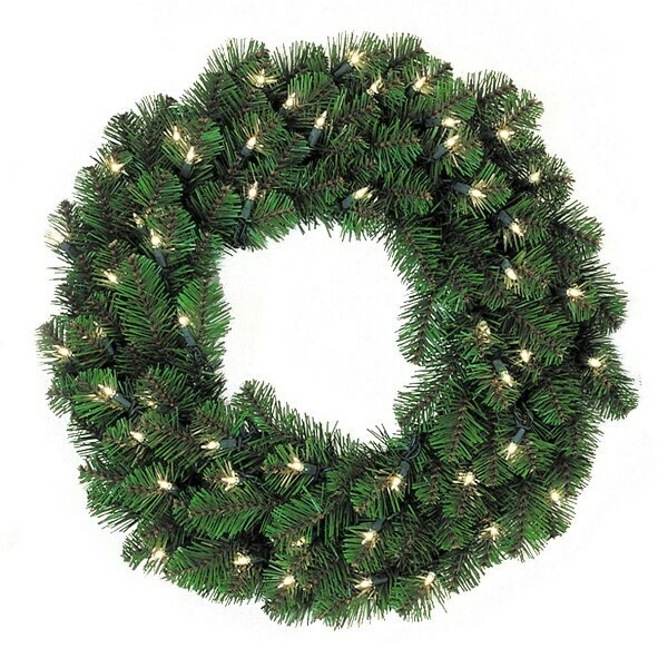 80073 24inch Prelit Pine Wreath