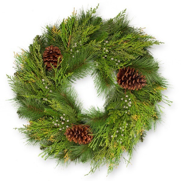 80036 30inch Mixed Pine w/ Cedar Wreath
