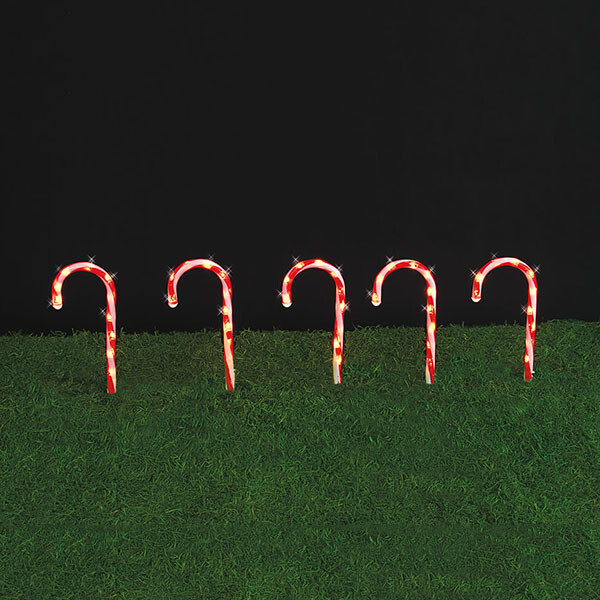 19149 10PC 12INCH 100LT CANDY CANE LAWN STAKES