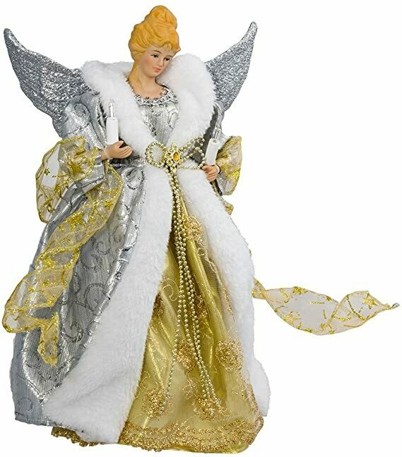 UL1998-UL 10LT 12inchSLVR/GLD ANGEL TREETOP