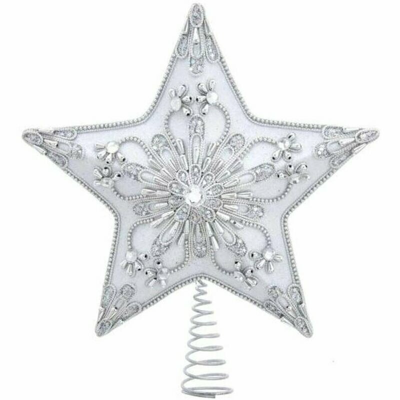 S4404 13.5inch WHT/SLV STAR TREETOP
