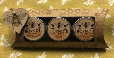 Boyndie Beehive Honey Lip Balm Set Gift Set with Bee Wooden Heart
