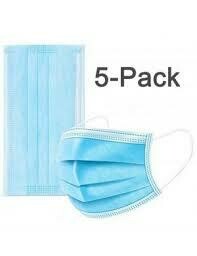 Disposable 3 Ply Face Masks x 5