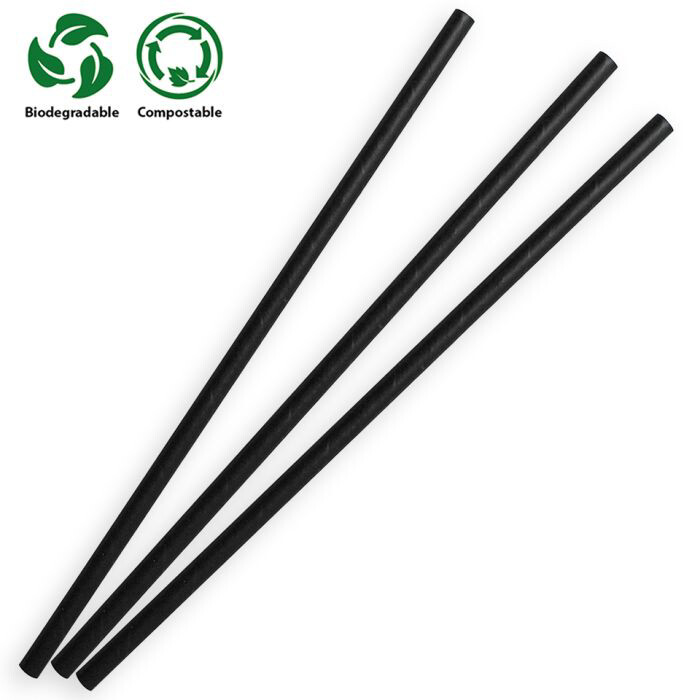 Paper Straws, Black Compostable 250