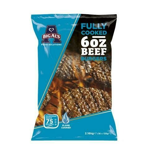 Fully Cooked Beef Burgers 6oz x 16