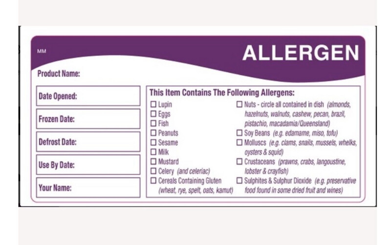 Allergen Food Labels White x 500