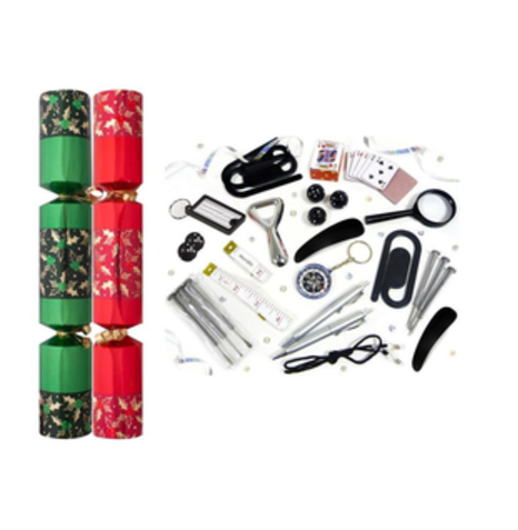 Red & Green with Gold Holly Crackers 50 x 12"