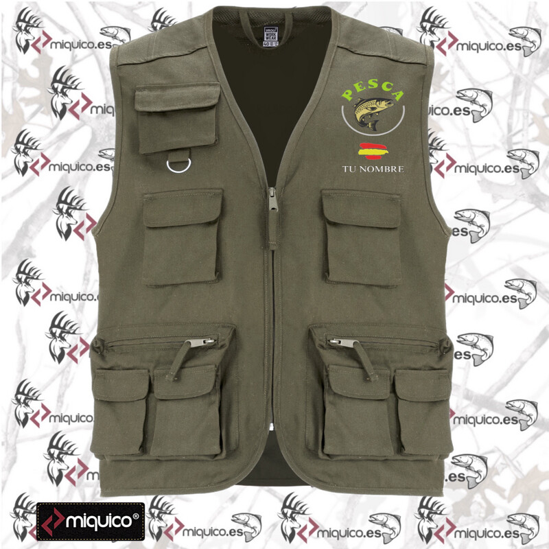 Chaleco multifuncional bordado Pesca