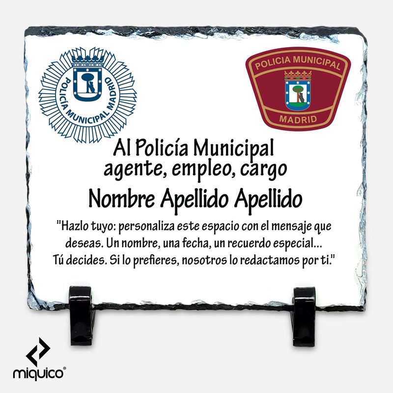 Placa dedicatoria Policía Municipal Madrid
