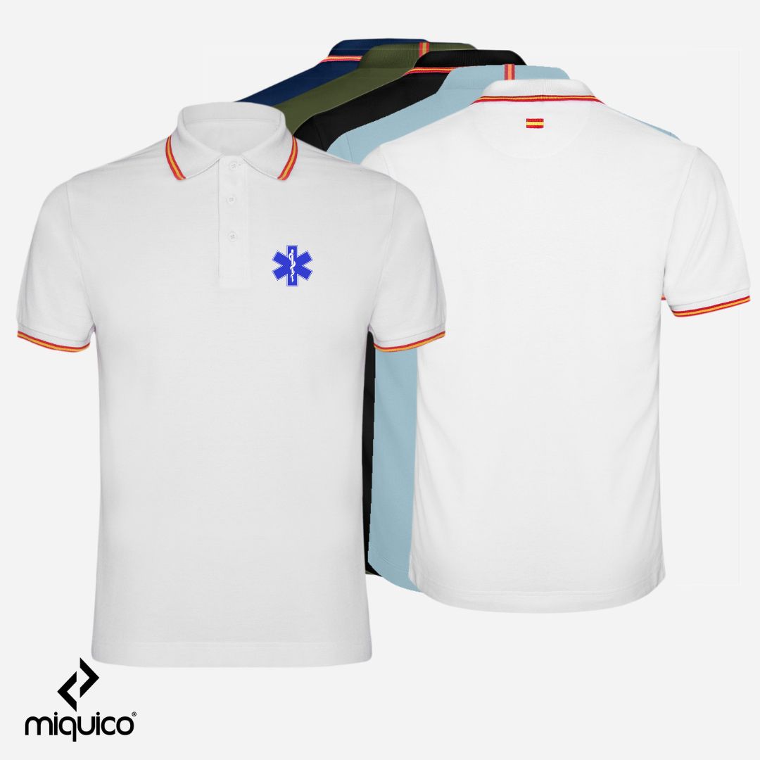 Polo bandera bordado Sanidad