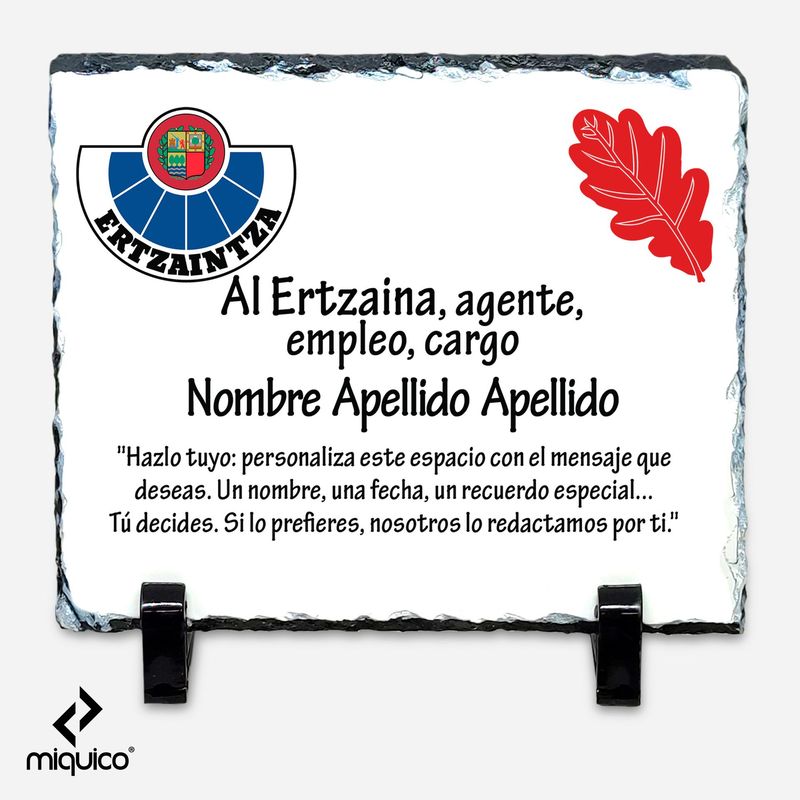 Placa dedicatoria Ertzaintza Placa dedicatoria Ertzaintza