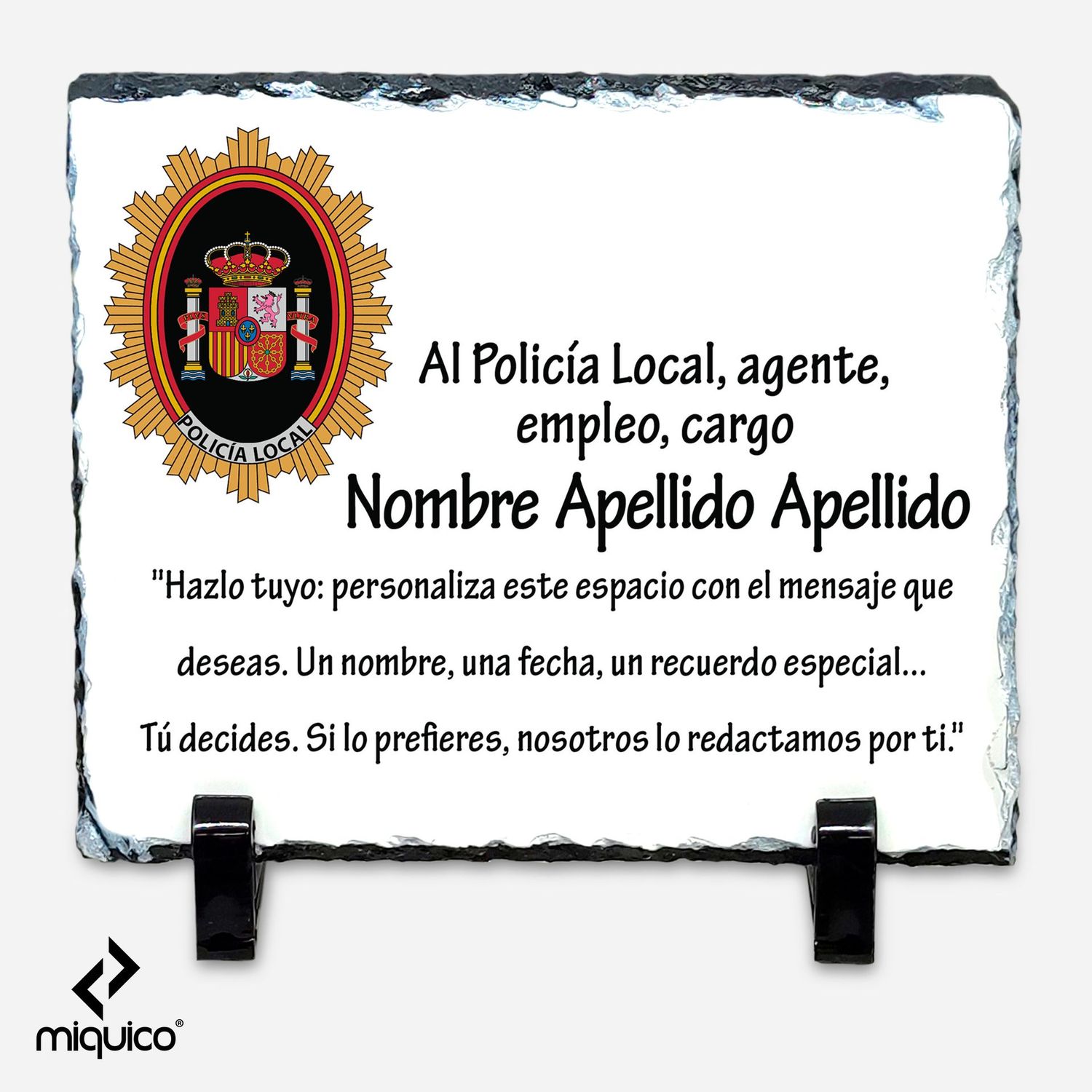 Placa dedicatoria Policía Local Placa dedicatoria Policía Local