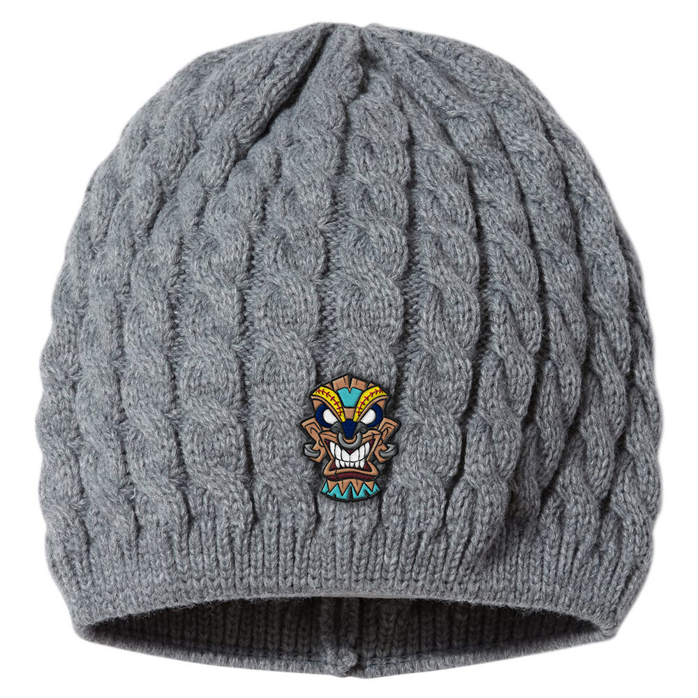 Cable Knit Beanie Embroidered