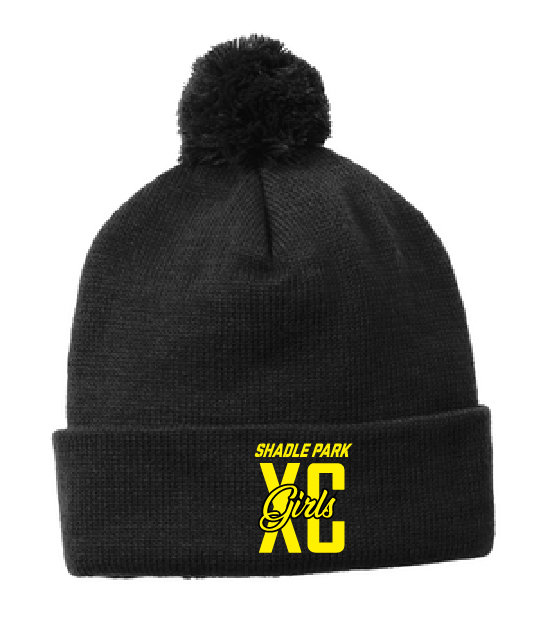 Sport-Tek Solid Pom Pom Black Beanie